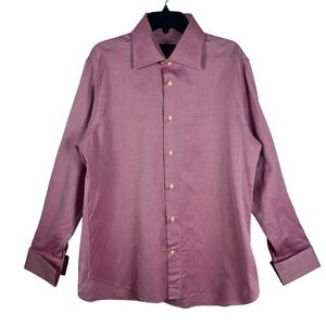 Eredi Pisano Mens Luxury Dress Shirt Long Sleeve Micro 18 XL Italy 100% Cotton
